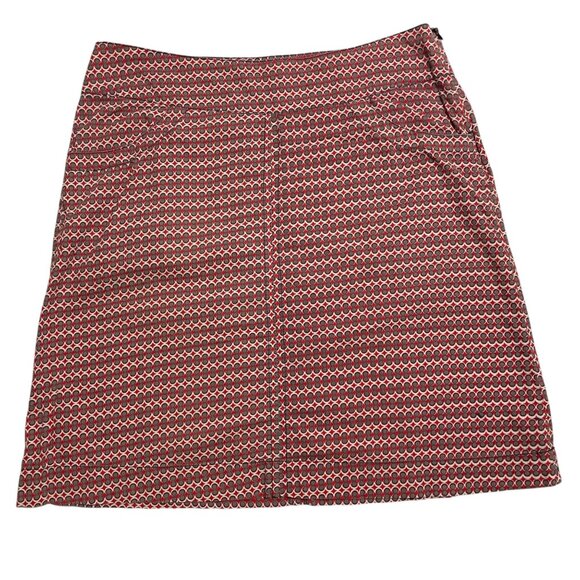 Apsara Skirt Red & Gray Geometric Print Cotton A-Line Size M - Picture 1 of 10